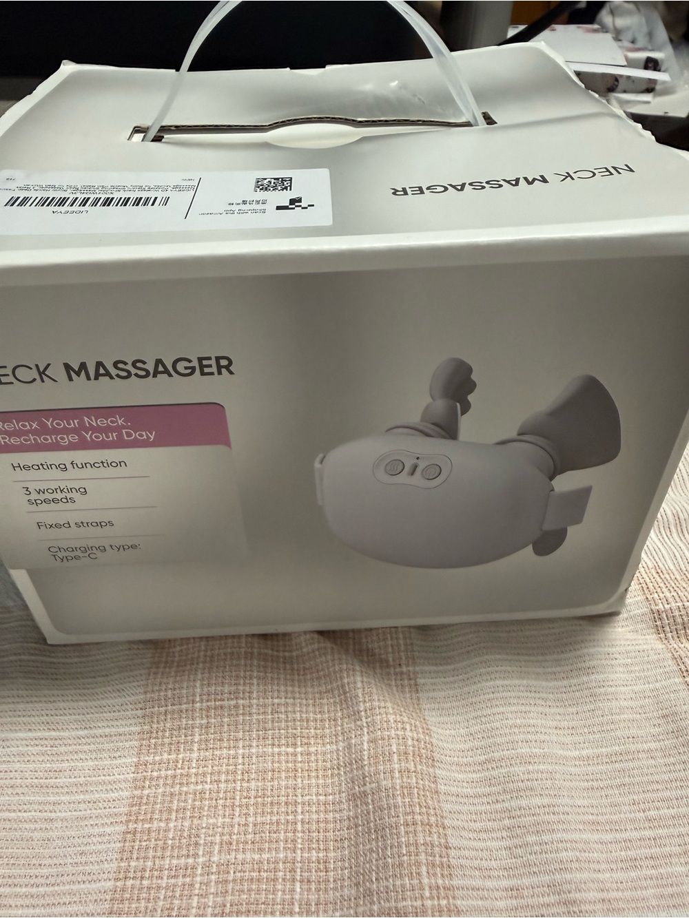Portable Gray Neck Massager with Heat and Adjustable Speeds